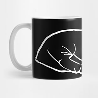 Cute kitten, sleeping kitty (white line drawing) Mug